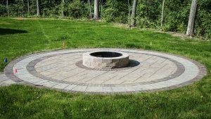 Firepit installation in new residential construction project
