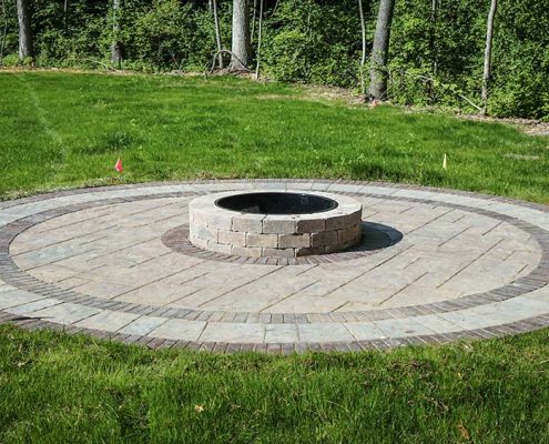Firepit installation in new residential construction project