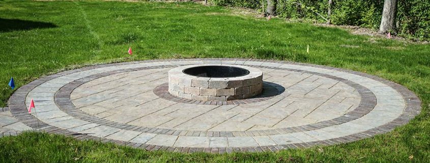 Firepit installation in new residential construction project