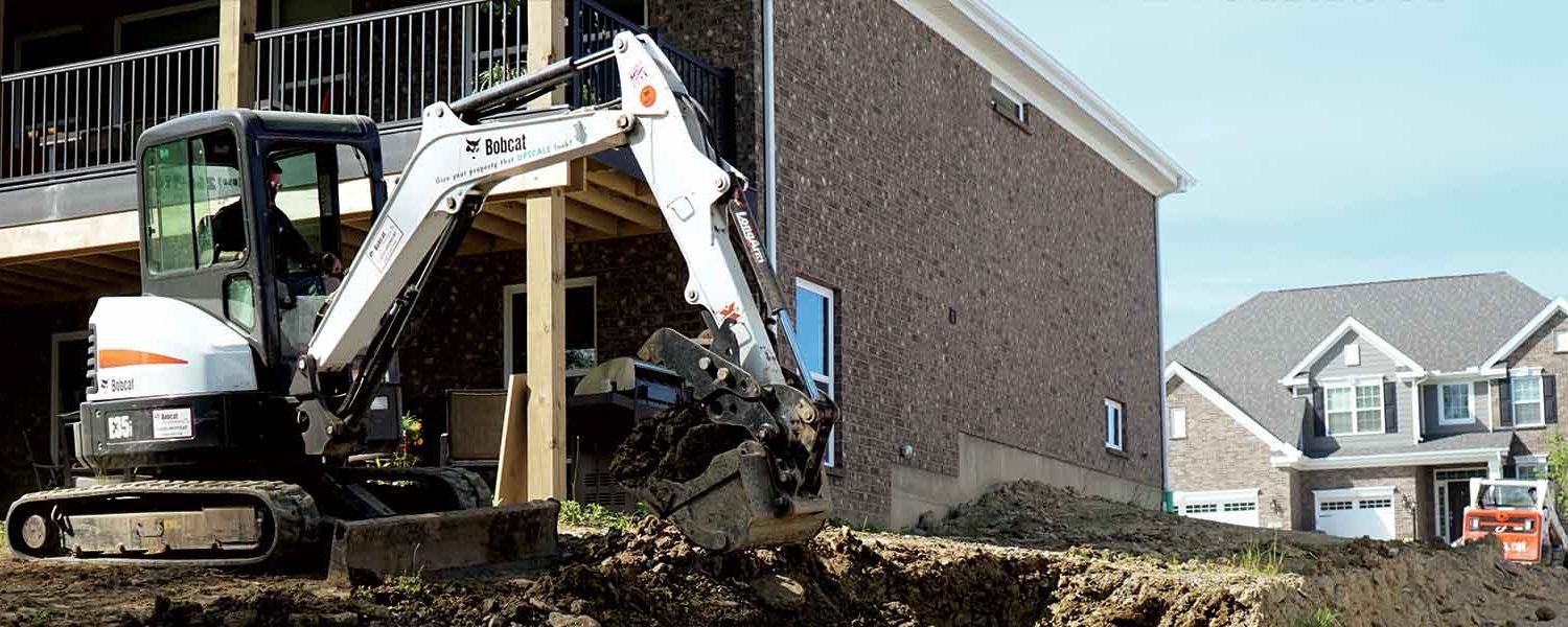 Bobcat in operation at a residential landscaping project in Cincinnati, Ohio