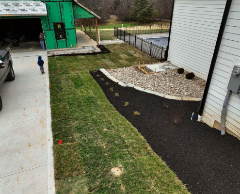 Image of landscape installation work on a job in Monroe, Ohio.