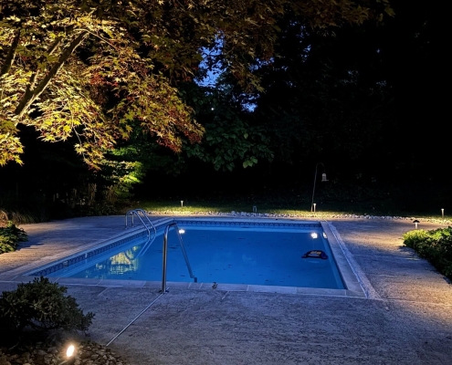 Pool are landscape lighting install in Cincinnati Ohio by Upscale Lawncare