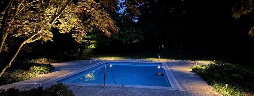 Pool are landscape lighting install in Cincinnati Ohio by Upscale Lawncare